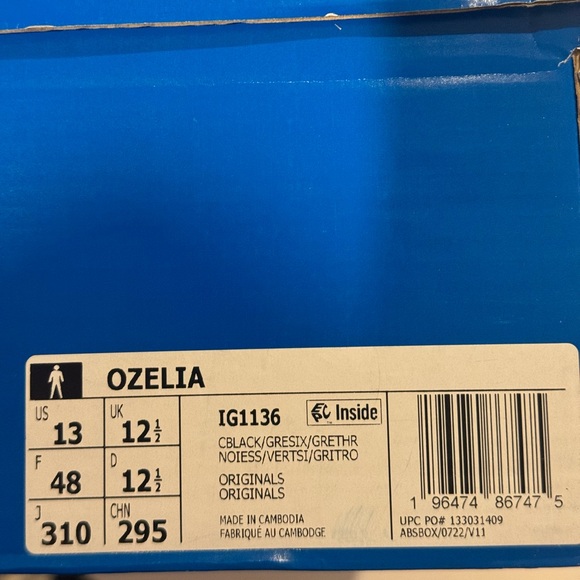 ADIDAS ORIGINALS MEN OZELIA GREY/BLACK. SIZE 13. BRAND NEW IN THE BOX. - Picture 5 of 5